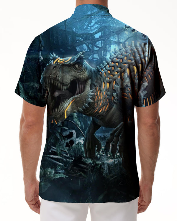
Abstract Ferocious Dinosaur Extinct Animal Men's Casual Button Shirt Short Sleeve Top Summer Hawaiian Button Pocket Short Sleeve Shirt Lapel
                