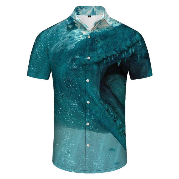 
Animal Hawaiian Shirt Starry Sky Giant Crocodile Tropical Short Sleeve Button-Up Beach Shirt
                