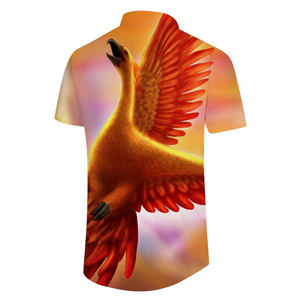 
Colorful Phoenix Hawaiian Tropical Four Seasons Men's Short Sleeve Shirt Casual Shirt Button Shirt Suitable for Summer Seaside Beach
                