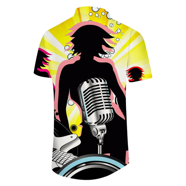 
Microphone with musical notes men's casual shirt short sleeve regular style fashion camping beach shirt tops
                