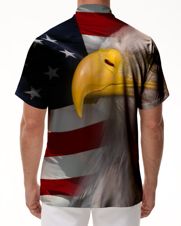 
Vintage American Flag Bald Eagle Mens Casual Hawaiian Button Short Sleeve Pocket Lapel Loose Beach Vacation Clothing
                
