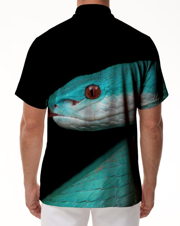 
Short-sleeved tops for men 3D animal print alternative fashion snake print summer short-sleeved shirt personality lapel short-sleeved shirt casual
                