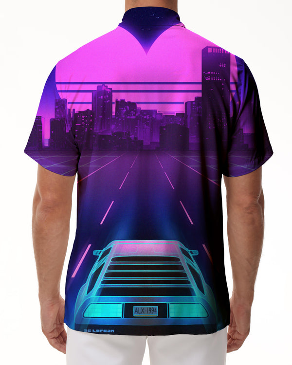 
Cool Sports Car Hawaiian Tropical Men's Casual Button Short Sleeve Shirt Printed Summer Shirt Purple
                