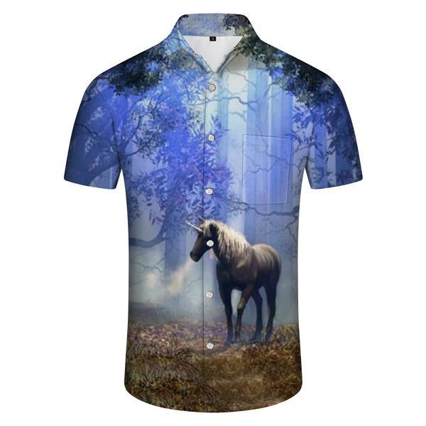 
Mythical Horse Hawaiian Pocket Ocean Short Sleeve Mens Casual Button Shirt Short Sleeve Regular Fit Shirt Beach Pocket Top
                