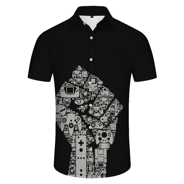 
Fist Black Personalized Men's Casual Short Sleeve Shirt Loose Fit Hawaiian Tropical Button Short Sleeve Shirt Tops
                