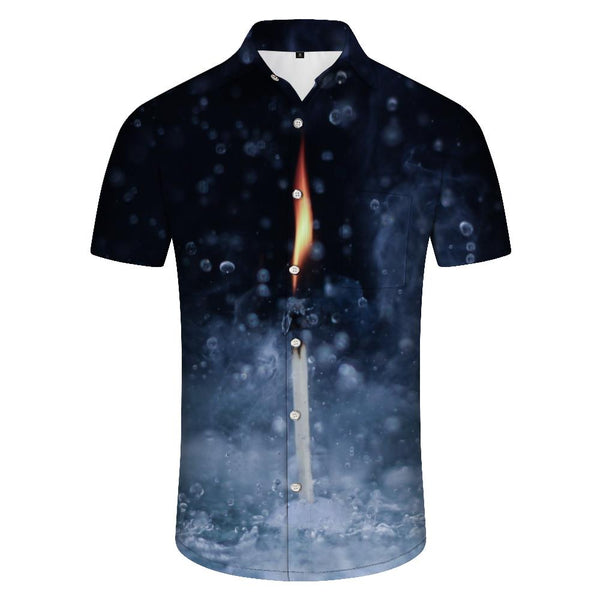 
3D Digital Printing Ground Candle Hawaiian Shirt Men's Casual Short Sleeve Button Beach Tropical Shirt Trend
                