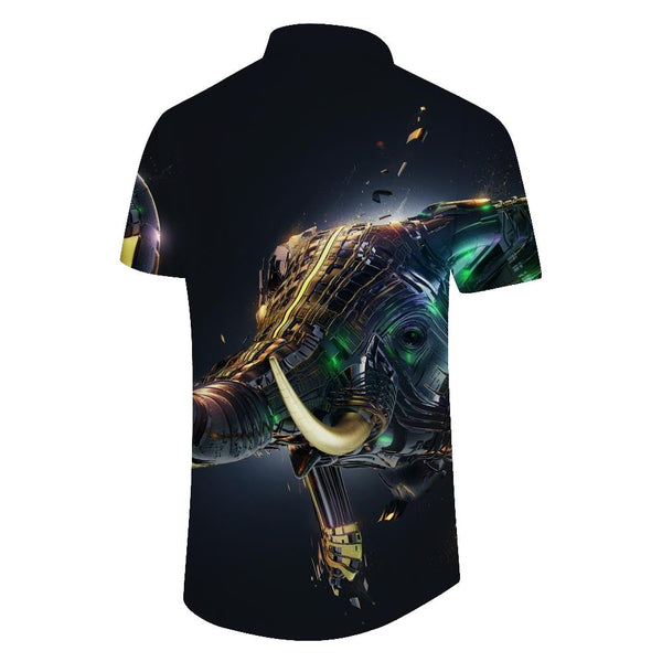 
Cool 3D Printed Pattern African Wildlife Elephant Men's Short Sleeve Regular Style Short Sleeve Shirt Casual Tops
                