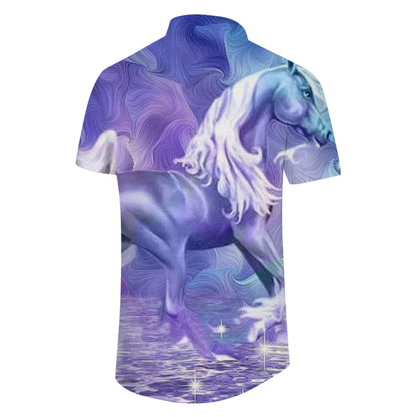
Purple Space Cow Sloth Unicorn Hawaiian Shirt Men's Fashion Short Sleeve Top Summer Beach Holiday Party Casual Outfit
                