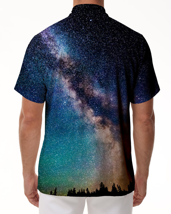 
Beautiful Galaxy Silver Sea Fantasy Short Sleeve Shirt Hawaiian Shirt Short Sleeve Men's Casual Fashion Button Short Sleeve Shirt Mixed Color
                