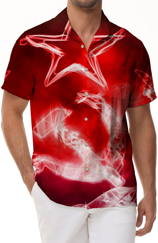 Communism Men's Soviet Union Vintage Flag Men's Casual Loose Short Sleeve Hawaiian Button Lapel Pockets Daily Casual Fashion