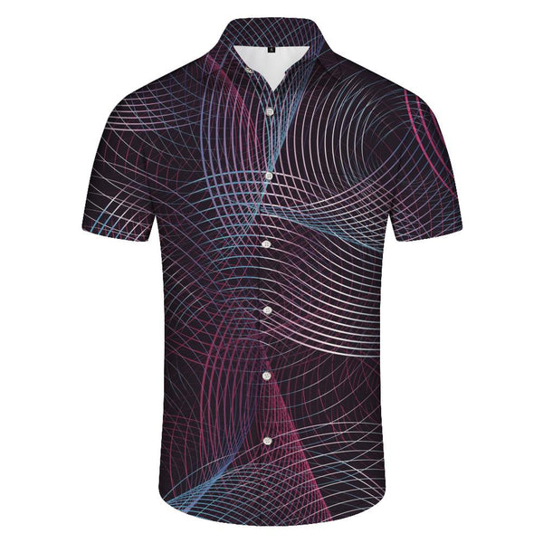
Optical illusion 3d digital printing pattern men's regular casual loose short-sleeved shirt lapel button short sleeve
                
