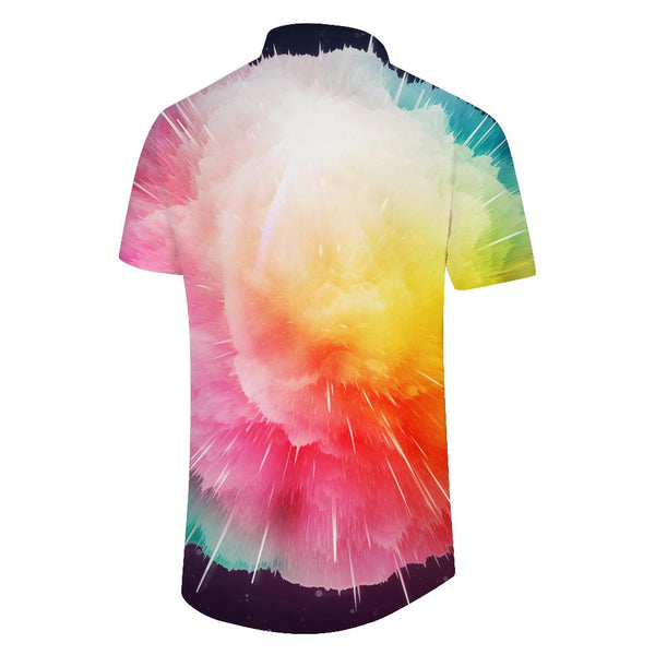 
Hawaiian Men's Shirt Rainbow Pattern 3D Printed Short Sleeve Lapel Button Casual Street Top
                