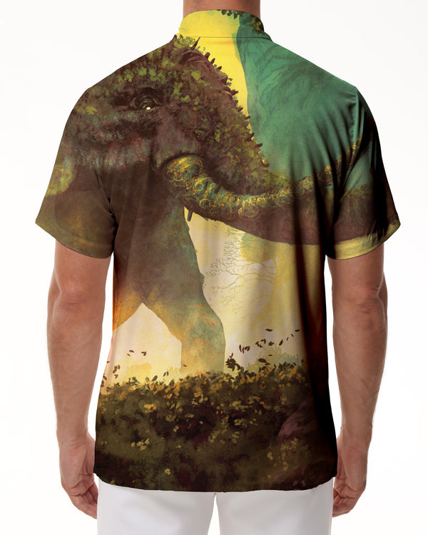 
Ancient mythical beast giant elephant tropical short-sleeved button-down men's beach shirt digital printing Hawaii new fashion short-sleeved shirt
                