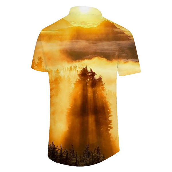 
Sunshine Gold Nature Men's Casual Button Shirt Short Sleeve Vintage Top Print Summer Shirt
                