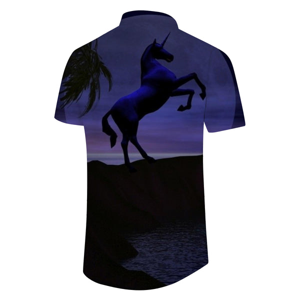 
Sandstorm Night Purple White Horse Men's Short Sleeve Lapel Button Shirt Casual Summer Daily Wear Tops
                