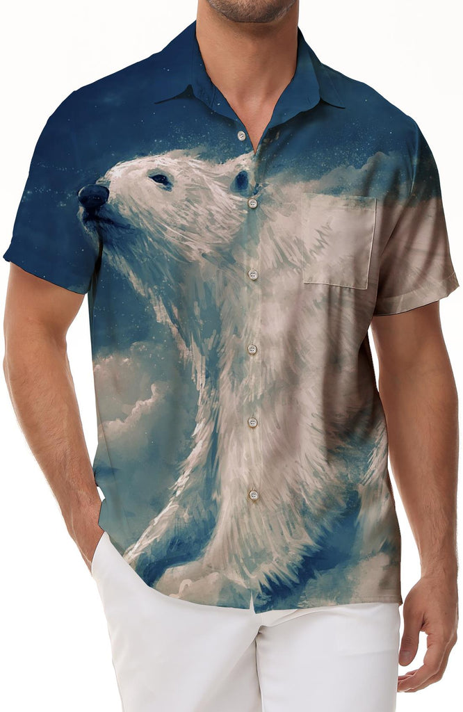 Abstract art style print graphic for summer beach men casual shirts Hawaiian shirts short sleeves button down