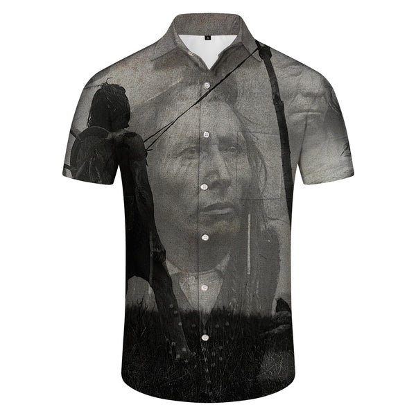 
Short Sleeve Men's Printed Pattern Shirt Hawaiian Button Black and White Art Sketch Lapel Shirt Fashion Casual Tops
                