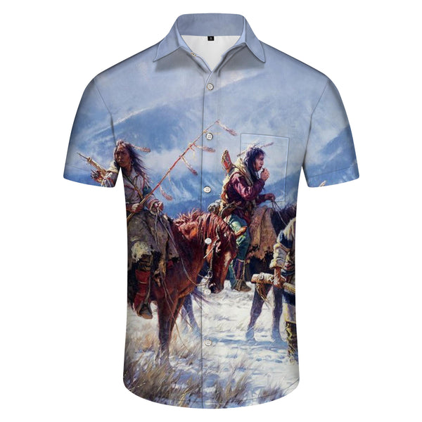 
Tibet Tibetan Art Painting Men's Shirt Fashion Summer Short Sleeve Casual Button Shirt Beach Hawaiian Shirt Tops
                