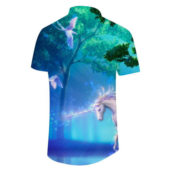 
Forest Unicorn Aesthetic Landscape Short Sleeve Breathable Summer Short Sleeve Digital Printed Top Men's Casual Beach Wear
                