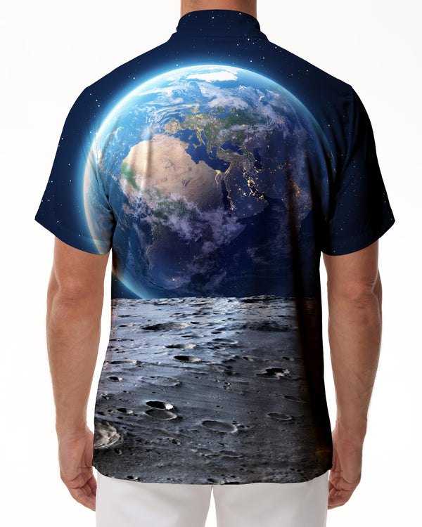 
Universe Space Earth Hawaiian Tropical Lapel Men's Short Sleeve Shirt Button Shirt with Pockets
                