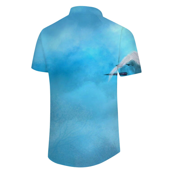 
Sky blue horse and white clouds short sleeve shirt fashion mens clothing casual tropical hawaii vacation beach wear
                