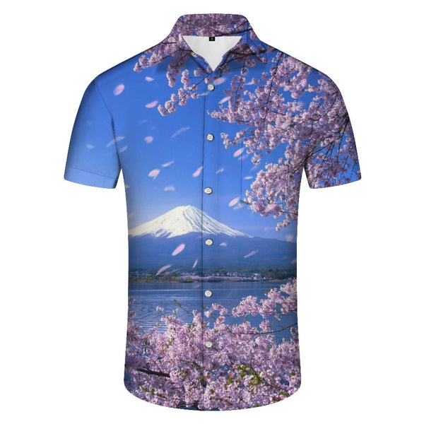 
Japan Fuji Snow Mountain Cherry Blossom Tree Beautiful Flower Rain Digital Printing Men's Casual Street Daily Travel Hawaii Tropical Four Seasons Resort Beach Clothing
                
