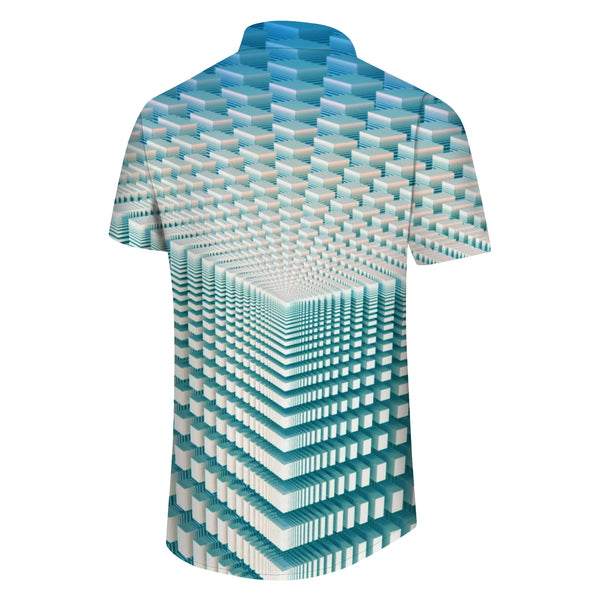 
Blue Space Beach Hawaiian Button Men's Printed Shirt Short Sleeve Clothing
                