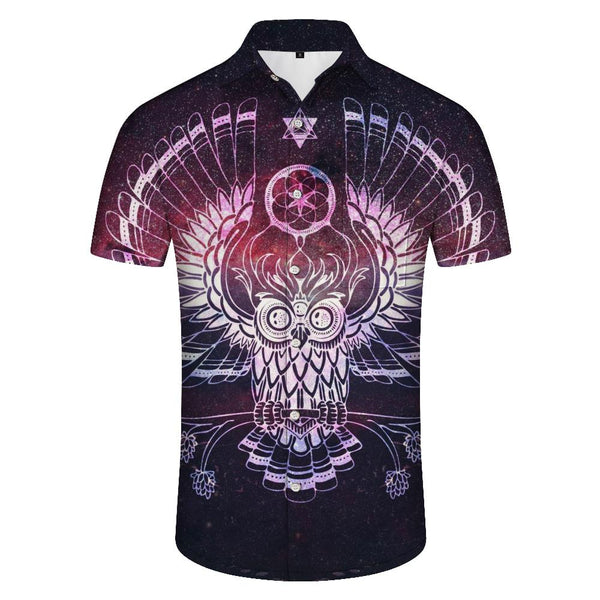 
Premium Print Pattern Owl Mandala Shirt Short Sleeve Lapel Pocket Casual Fashion Short Sleeve Shirt Men
                
