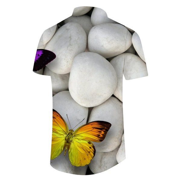 
Hawaiian men's butterfly and marble art style interesting tropical four seasons short sleeve tops for men suitable for summer casual daily indoor
                