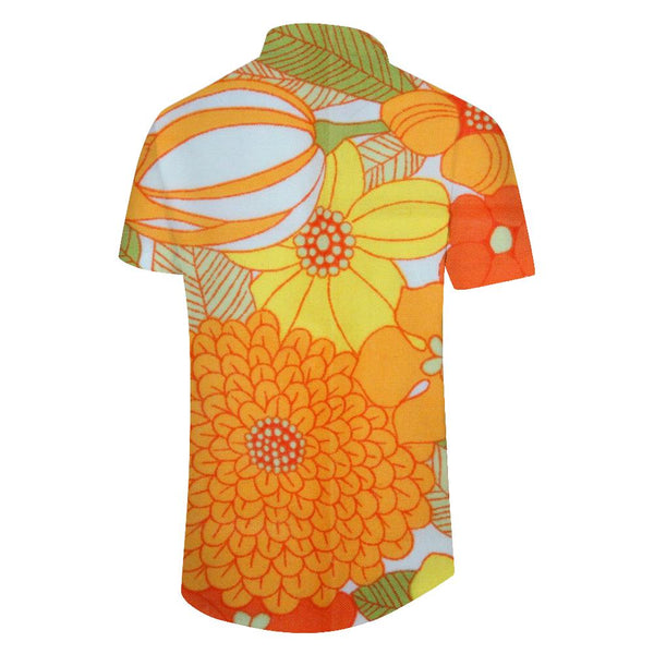 
Chamomile floral Hawaiian button lapel 3d digital printing men's casual loose beach short sleeve
                