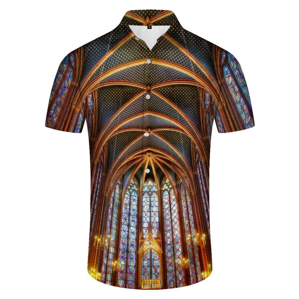 
Hawaiian button pocket lapel classic fashion casual men's loose short sleeve fashion casual breathable short sleeve shirt top prosperous glass window
                