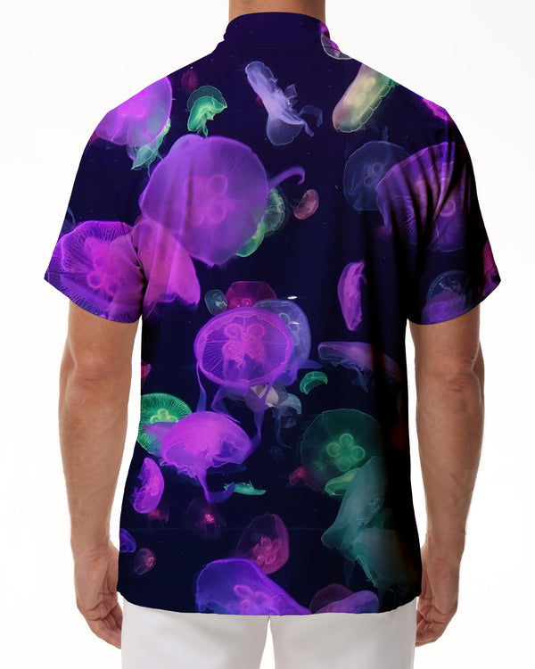 
Marine Life Animal Pattern Short Sleeve Shirt Summer Fashion Tops 3D Printing Colorful Luminous Jellyfish Hawaiian Shirt Men's Casual
                