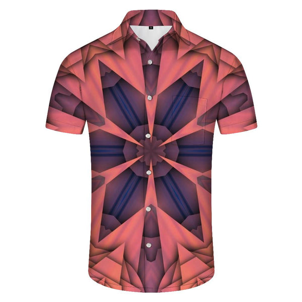 
Men's casual holiday style geometric short-sleeved shirt
                