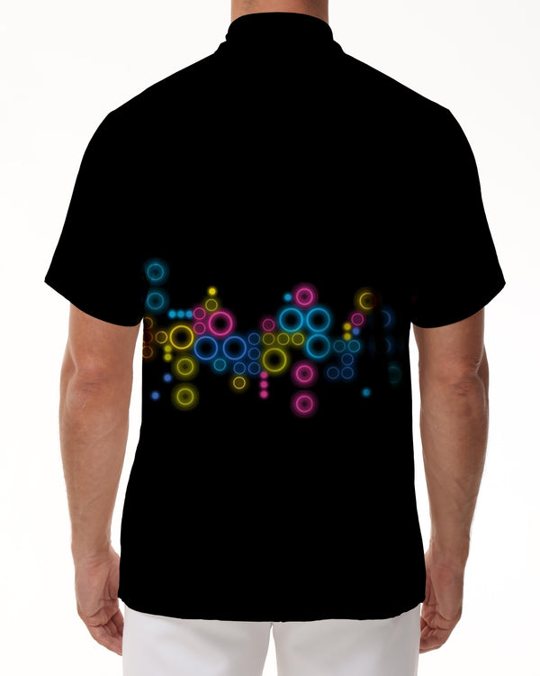 
Black printed pattern fashionable casual loose daily travel vacation men's Hawaiian tropical button-down lapel pocket shirt
                