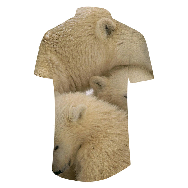 
Natural white bear casual cool fashion men's short sleeve shirt Hawaiian tropical 3d print pattern
                