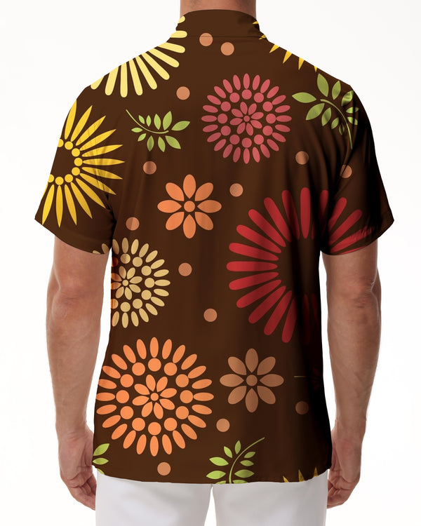 
3d digital print pattern style flowers men's casual loose Hawaiian button down lapel fashion outdoor button down shirt
                