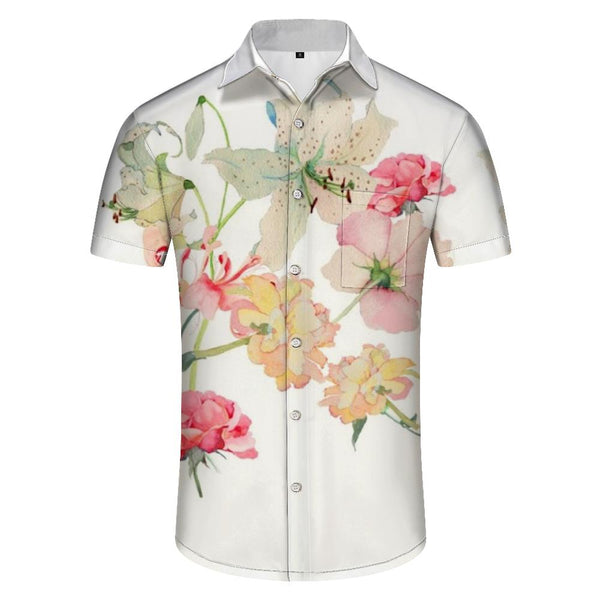 
Artistic floral regular style fashionable and elegant short-sleeved shirt Hawaiian button lapel pocket casual and comfortable shirt men's tops
                