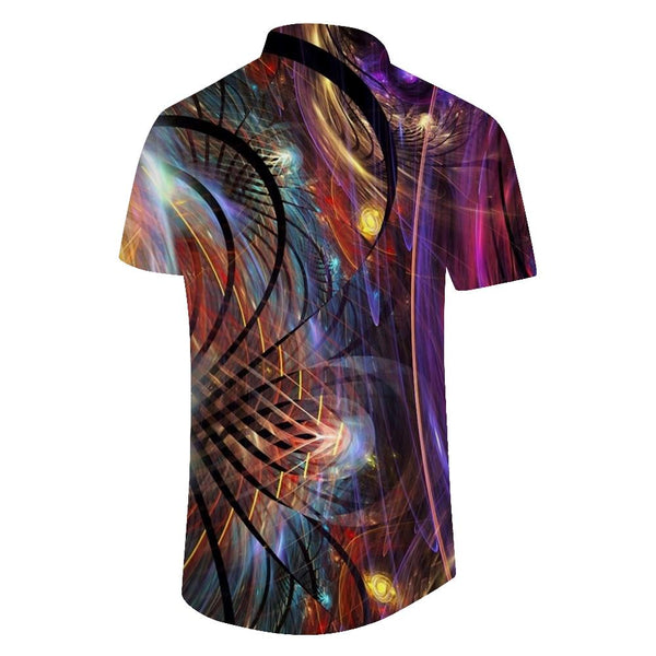 
Dreamy geometric loose version men's casual button short-sleeved shirt tropical rainforest summer seaside beach Hawaiian short-sleeved shirt tops printed pattern
                