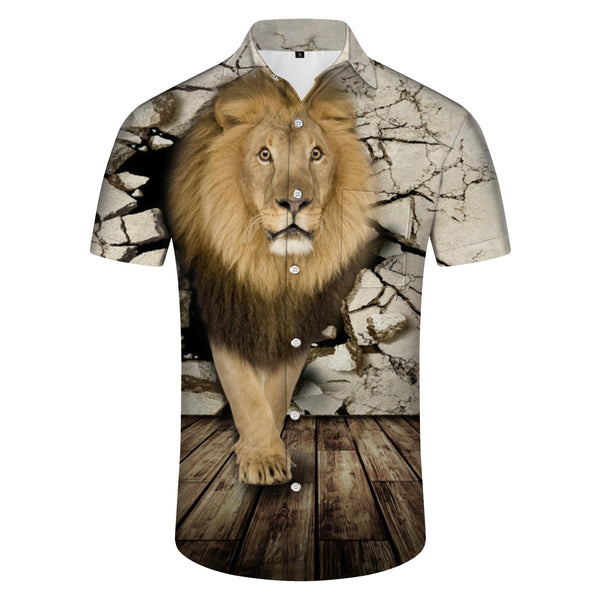 
Lion King Fashion Men's Shirt Short Sleeve Four Seasons Hawaiian Button Lapel Outdoor Home Party Clothing
                
