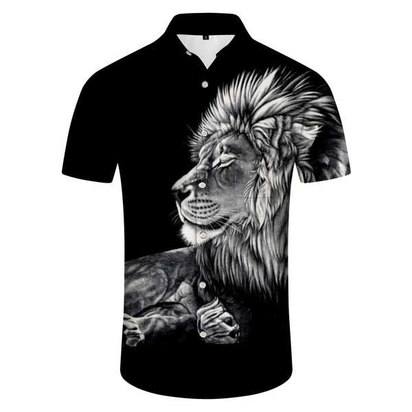 
Fashionable Gray Animal Lion King Black 3D Printed Pattern Men's Short Sleeve Hawaiian Shirt Short Sleeve Summer Casual Beach Fashion
                