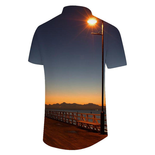 
Men's casual loose button-down lapel fun Hawaiian lapel short sleeves outdoor street simple style
                