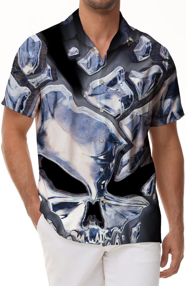 Abstract skull men's casual loose Hawaiian style vacation beach suitable for summer outdoor daily travel