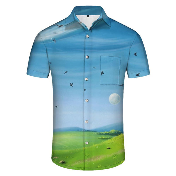 
Natural Landscape Pattern Short Sleeve Men's Casual Sports Shirt Floral Art Hawaiian Party Beach Top
                