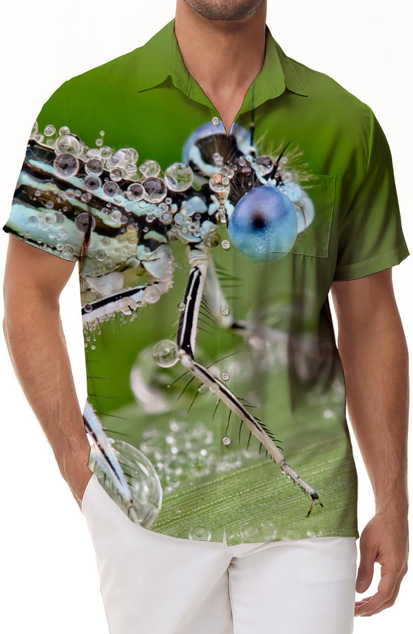 Colorful Animal Dragonfly Hawaiian Shirt Button-Down Button-Down Pocket Short Sleeve Shirt Men's Beach Ocean Short Sleeve