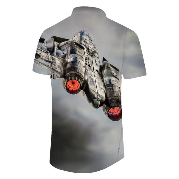 
Spaceship Mens Hawaiian Shirt Casual Short Sleeve Shirt Summer Hawaiian Button Fashion Lapel Button
                