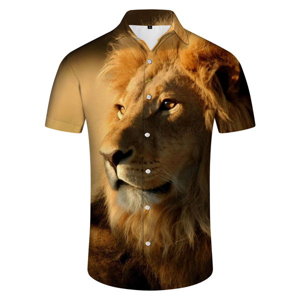 
King Lion Men's Hawaiian Shirt Print Short Sleeve Button Summer Beach Shirt
                