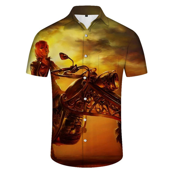 
New Men's Motocross 3D Printed Short Sleeve Shirt Summer Casual Printed Short Sleeve Shirt Cool Motorcycle Print Pattern Yellow
                