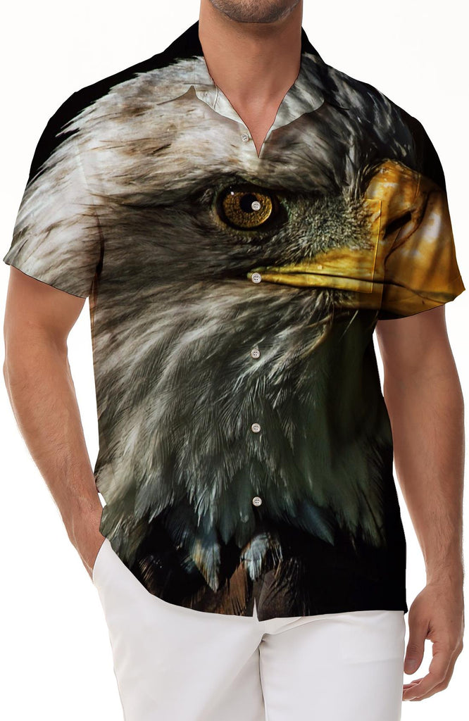 King Hunter Men's Bald Eagle Shirt Summer Short Sleeve Top Animal Theme Sweatshirt Realistic Pattern