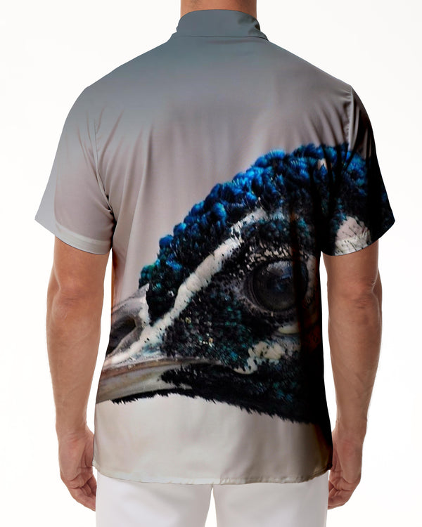
Polyester Hawaiian Button Lapel Peacock Men's Casual Short Sleeve Shirt Clothes Button Print Tropical Four Seasons Shirt
                