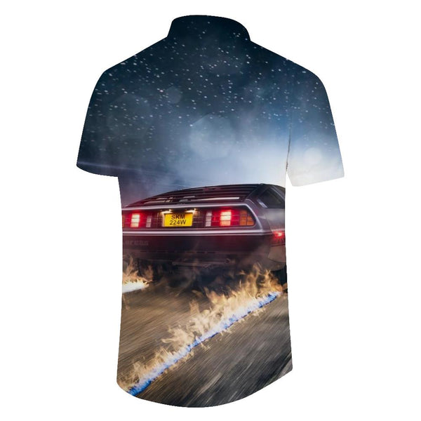 
Galaxy cool car drift men's daily travel vacation seaside short-sleeved shirt Hawaiian tropical button lapel Haikou shirt short sleeves
                